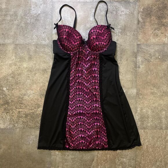 marilyn monroe size small black and pink y2k babydoll cami dress bra top - Picture 1 of 6